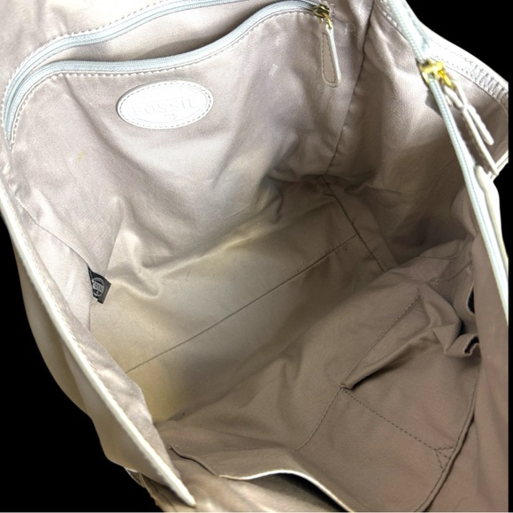 Fossil Red and White Tote Shoulder Purse - Picture 5 of 7